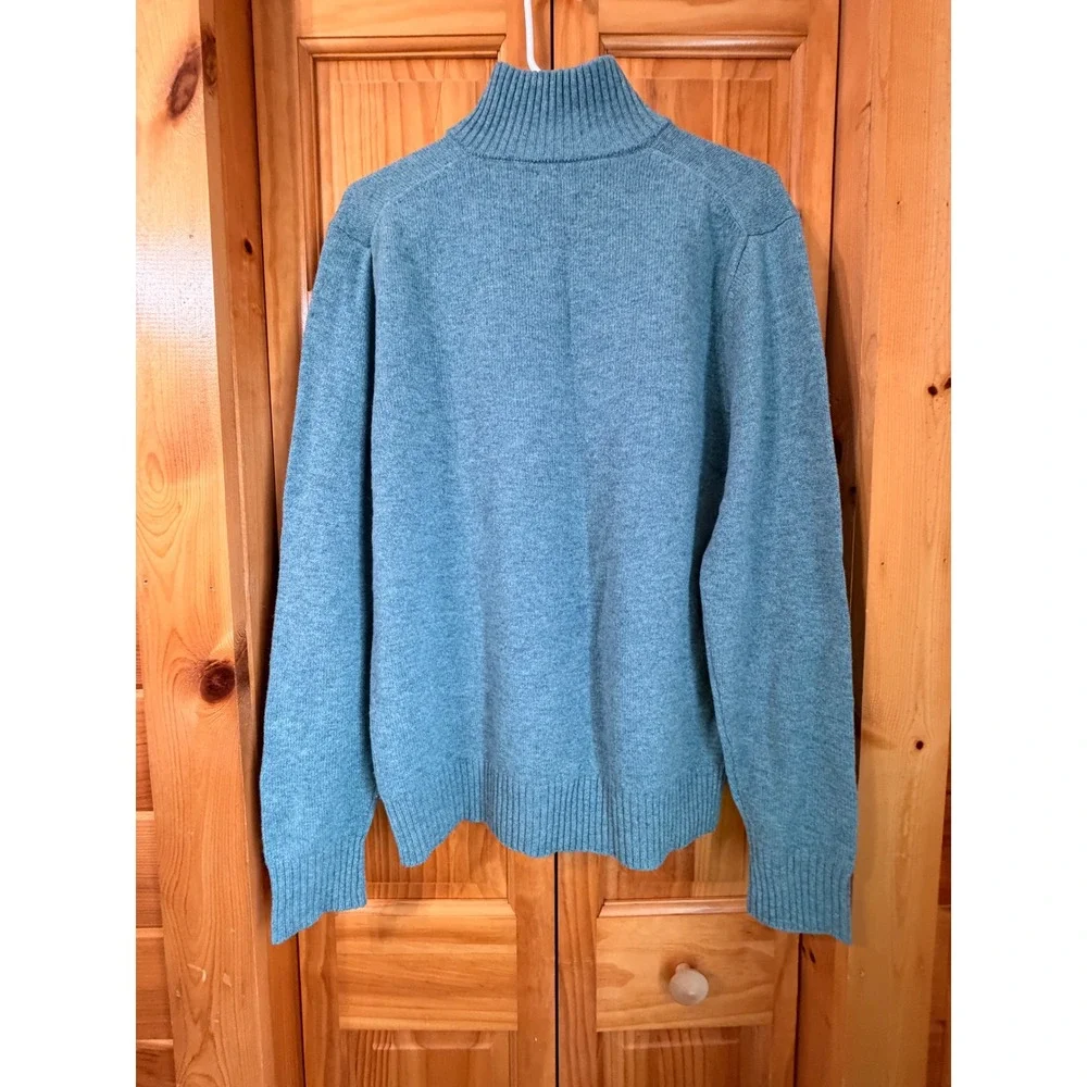 Bonobos 100% Lambswool Quarter Zip Sweater Men's Light Blue Heather M